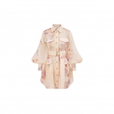 ZIMMERMANN FLORAL-PRINT BELTED MINI DRESS 5153DF251